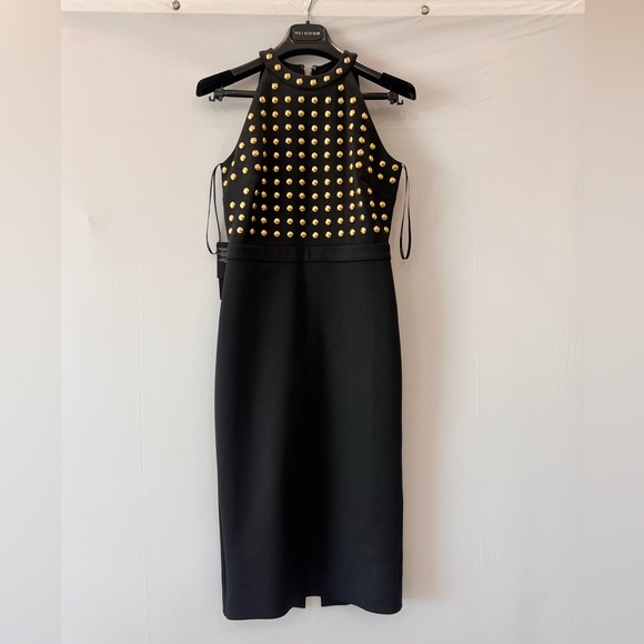 MARCIANO gold studded black midi dress Small - Picture 1 of 5